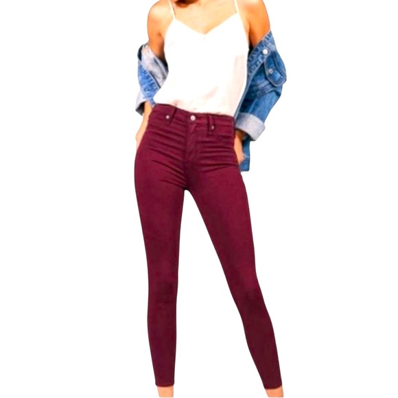 Abercrombie & Fitch•Simone High Rise Jean Legging Ankle Maroon - Picture 1 of 8